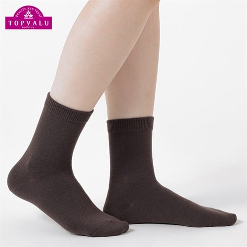 吸湿発熱無地クルー１５cm丈ソックス レディス トップバリュ PEACE FIT(ピースフィット)(チャ-21-23CM)