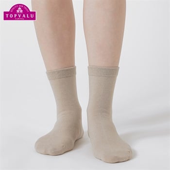 吸湿発熱無地クルー１５cm丈ソックス レディス トップバリュ PEACE FIT(ピースフィット)(ベ－ジュ-21-23CM)