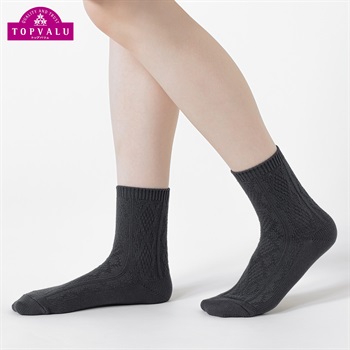 綿混リンクスクルーソックス15cm丈 レディス トップバリュ PEACE FIT(ピースフィット)(チャコ－ルグレ－-21-23CM)