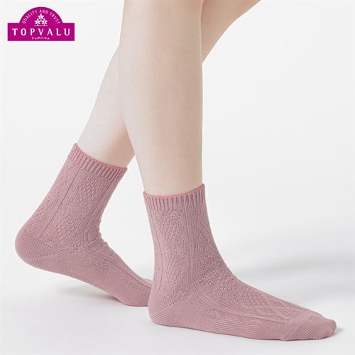 綿混リンクスクルーソックス15cm丈 レディス トップバリュ PEACE FIT(ピースフィット)(ピンク-21-23CM)