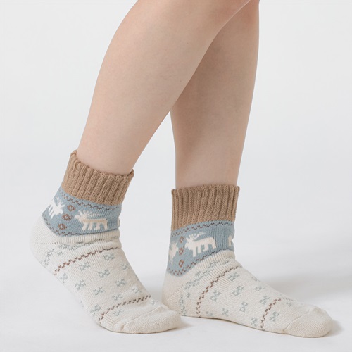 裏起毛 幾何柄ソックス レディス トップバリュ PEACE FIT(ピースフィット)