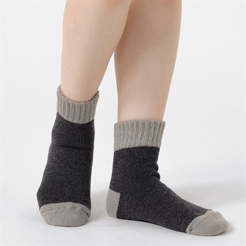 裏起毛 切り替え柄ソックス レディス トップバリュ PEACE FIT(ピースフィット)