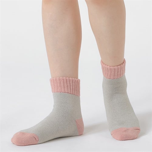 裏起毛 切り替え柄ソックス レディス トップバリュ PEACE FIT(ピースフィット)(グレー-23-25CM)