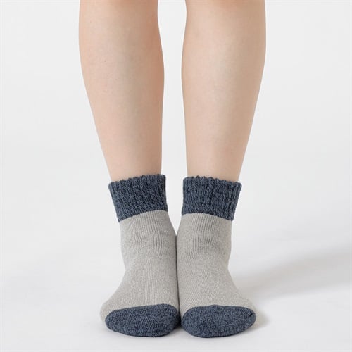 裏起毛 切り替え柄ソックス レディス トップバリュ PEACE FIT(ピースフィット)(コイグレー-23-25CM)