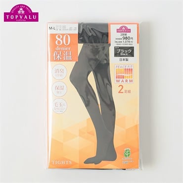 80デニールタイツ2足組 レディス トップバリュ PEACE FIT(ピースフィット)