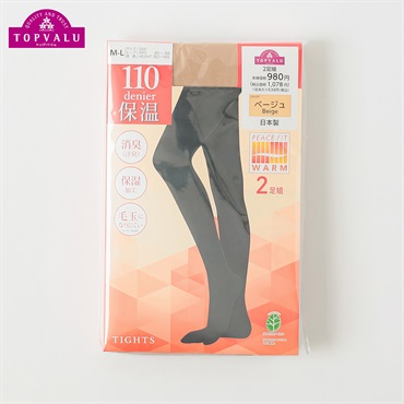 110デニールタイツ2足組 レディス トップバリュ PEACE FIT(ピースフィット)(ベ－ジュ-SｰM)