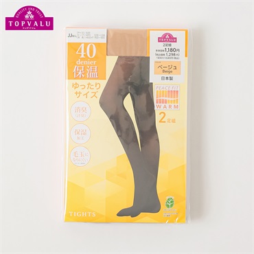 40デニールゆったりタイツ2足組 レディス トップバリュ PEACE FIT(ピースフィット)(ベ－ジュ-JJMｰL)