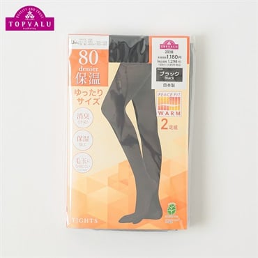 80デニールゆったりタイツ2足組 レディス トップバリュ PEACE FIT(ピースフィット)