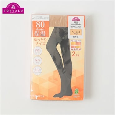 80デニールゆったりタイツ2足組 レディス トップバリュ PEACE FIT(ピースフィット)(ベ－ジュ-JJMｰL)