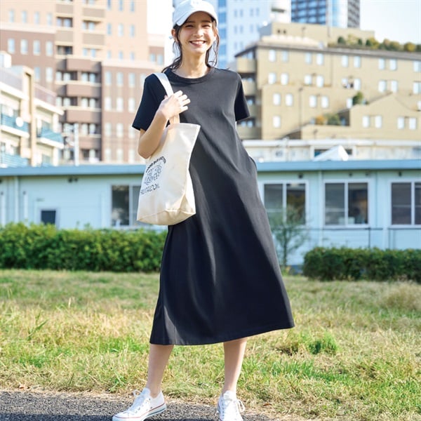 フィット感のあるコットンのリブ編みのワンピース SilkyFACT COTTON ワンピース レディス トップバリュ PEACE FIT