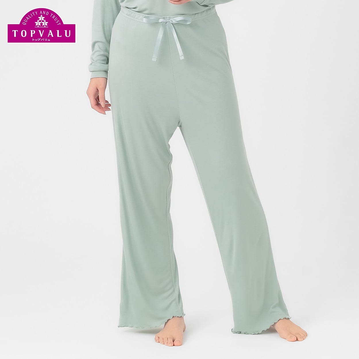 コラーゲン成分配合繊維使用 モイストルームパンツ レディス(ウスミドリ-XL)