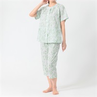 GUNZE(グンゼ) 睡眠工房吸汗速乾加工楊柳半袖8分丈フェミニンパジャマプチサイズ レディス(ウスミドリ-SP)