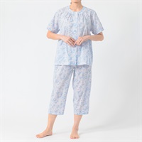 GUNZE(グンゼ) 睡眠工房吸汗速乾加工楊柳半袖8分丈フェミニンパジャマプチサイズ レディス(ウスアオ-SP)