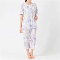 GUNZE(グンゼ) 睡眠工房吸汗速乾加工楊柳半袖8分丈フェミニンパジャマ レディス(ウスムラサキ-S)