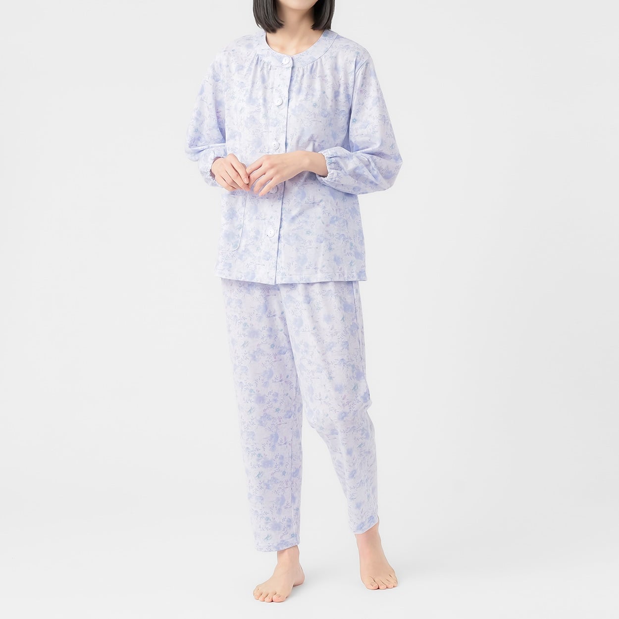GUNZE(グンゼ) 睡眠工房天竺フェミニンパジャマプチサイズ 長袖 レディス(ウスアオ-MP)