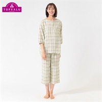 さらっとひんやりサッカーパジャマ 快適設計 レディス トップバリュ PEACE FIT(ピースフィット)(ウスキイロ-S)