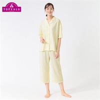 さらっとひんやりサッカーパジャマ 快適設計 半袖 レディス トップバリュ PEACE FIT(ピースフィット)(ウスキイロ-S)