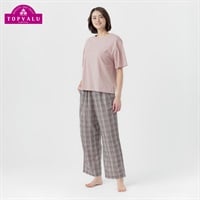 上下異素材ルームセット 半袖 レディス トップバリュ PEACE FIT(ピースフィット)(ウスアカ-S)