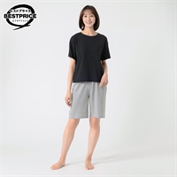 半袖＆ハーフパンツ ルームセット レディス トップバリュ ベストプライス(TOPVALU BESTPRICE)(クロ-M)
