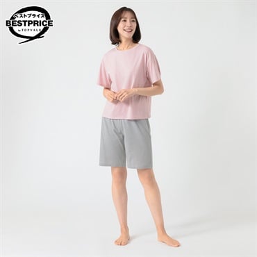 半袖＆ハーフパンツ ルームセット レディス トップバリュ ベストプライス(TOPVALU BESTPRICE)(ウスアカ-M)