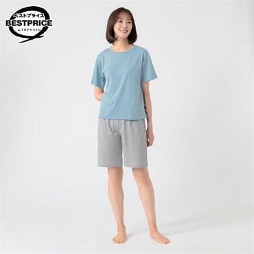 半袖＆ハーフパンツ ルームセット レディス トップバリュ ベストプライス(TOPVALU BESTPRICE)(ウスアオ-M)