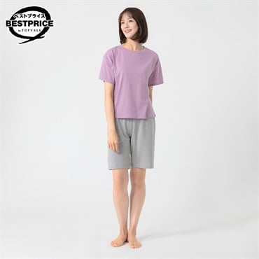 半袖＆ハーフパンツ ルームセット レディス トップバリュ ベストプライス(TOPVALU BESTPRICE)(ムラサキ-M)