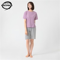 半袖＆ハーフパンツ ルームセット レディス トップバリュ ベストプライス(TOPVALU BESTPRICE)(ムラサキ-M)