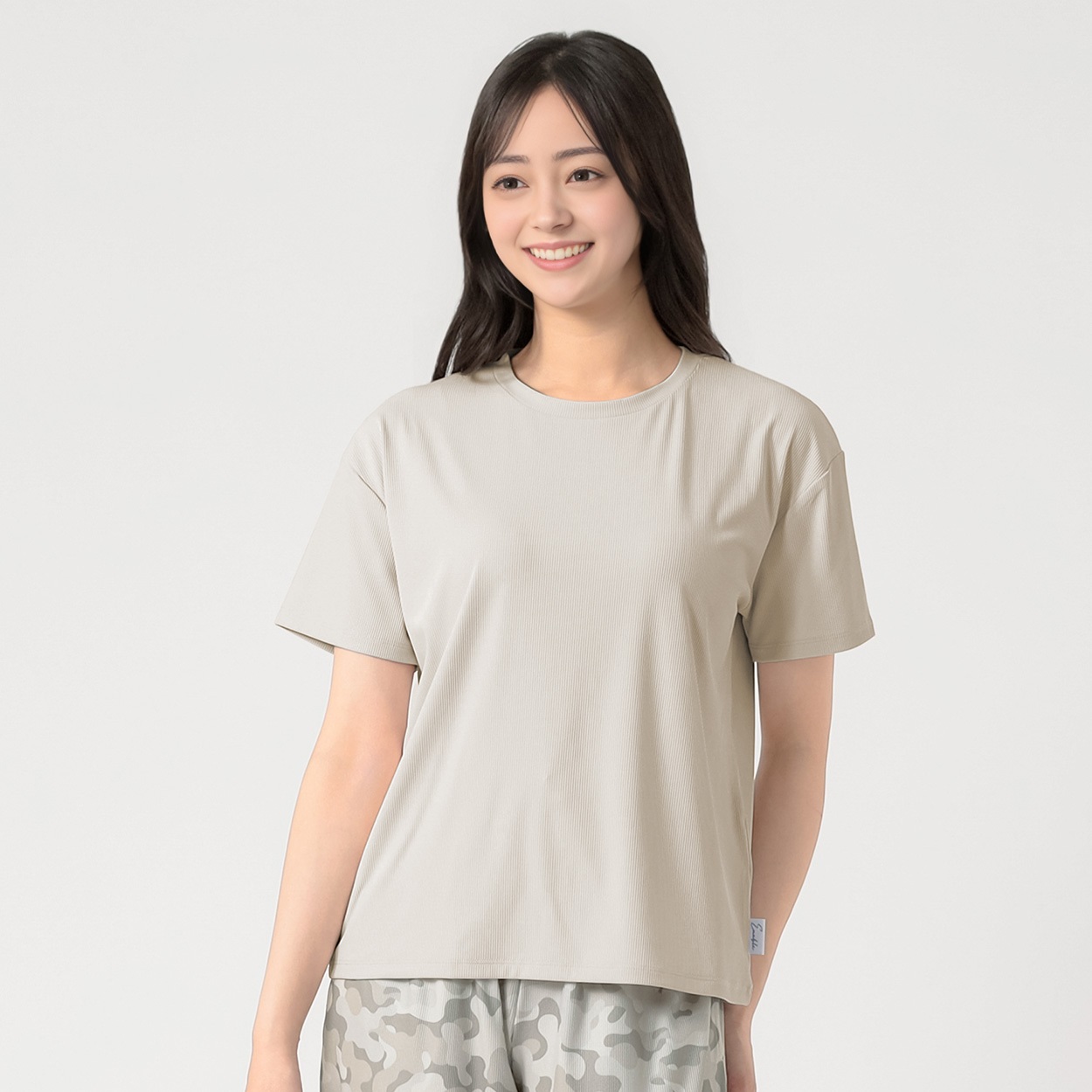 ENABLE(エネーブル)リブ半袖Ｔシャツ ボックスシルエット レディス(ウスチャ-XL)