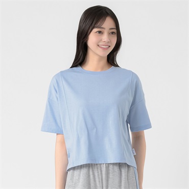 ENABLE(エネーブル) 天竺5分袖Tシャツ 脇パネル レディス