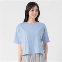 ENABLE(エネーブル) 天竺5分袖Tシャツ 脇パネル レディス(ウスアオ-M)