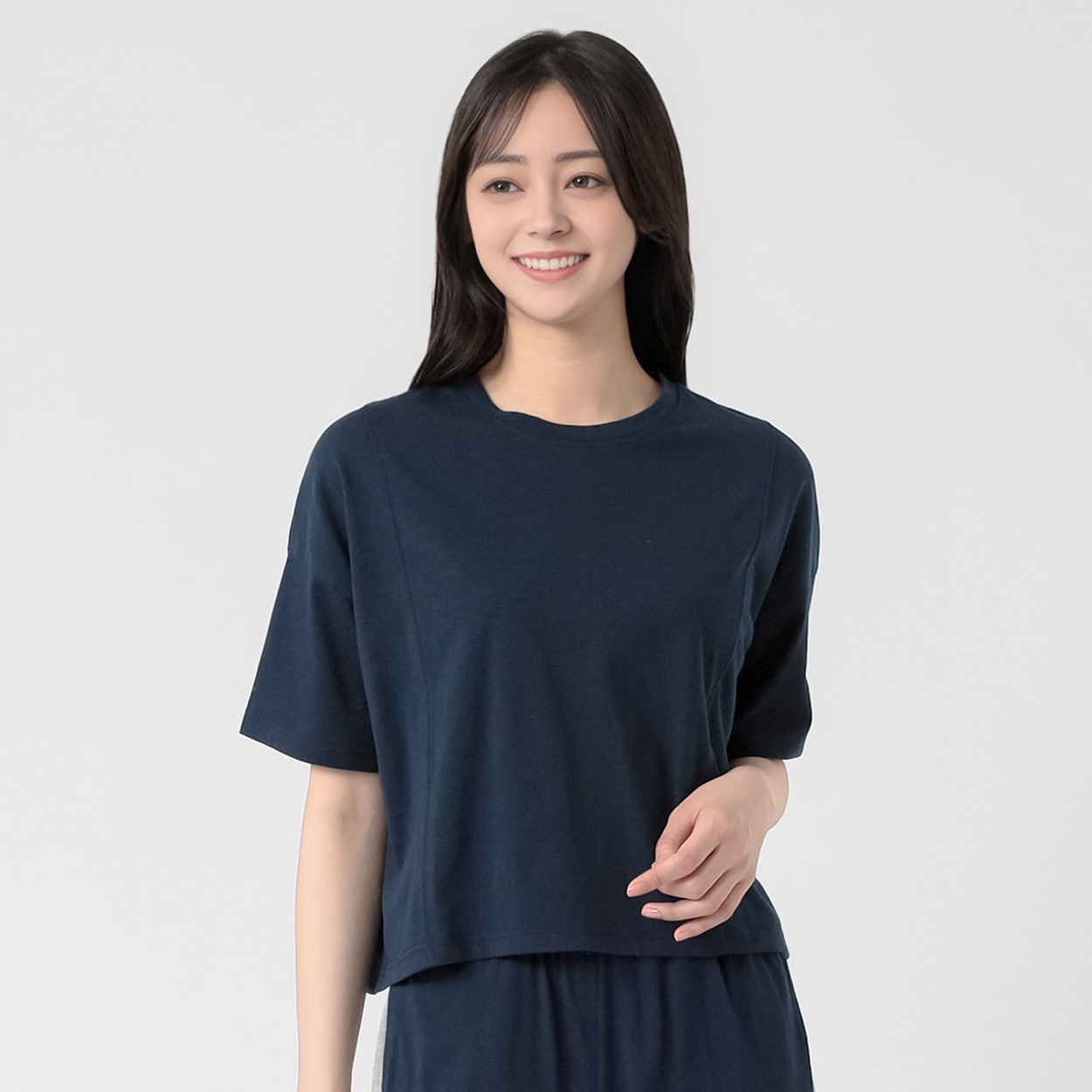 ENABLE(エネーブル) 天竺5分袖Tシャツ 脇パネル レディス(コイアオ-XL)