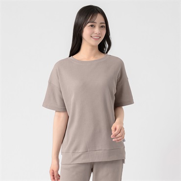 ENABLE(エネーブル) ライトワッフル5分袖Tシャツ レディス(チャ-M)