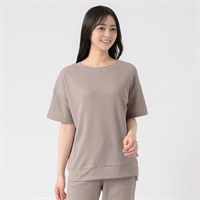 ENABLE(エネーブル) ライトワッフル5分袖Tシャツ レディス(チャ-M)
