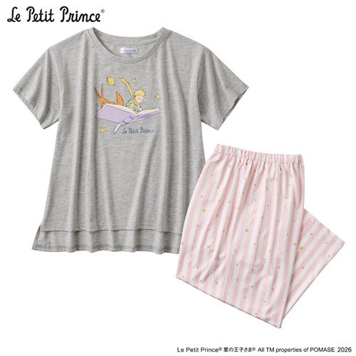 星の王子さま ルームウェア 天竺 無地トップス 半袖 プリント7分丈パンツ レディス(ウスクロ-M)
