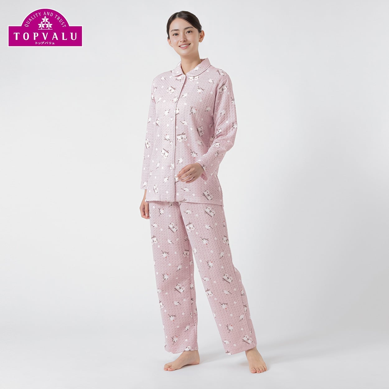 あたたか接結キルトパジャマ レディス トップバリュ PEACE FIT(ピースフィット)(ウスアカ-XL)