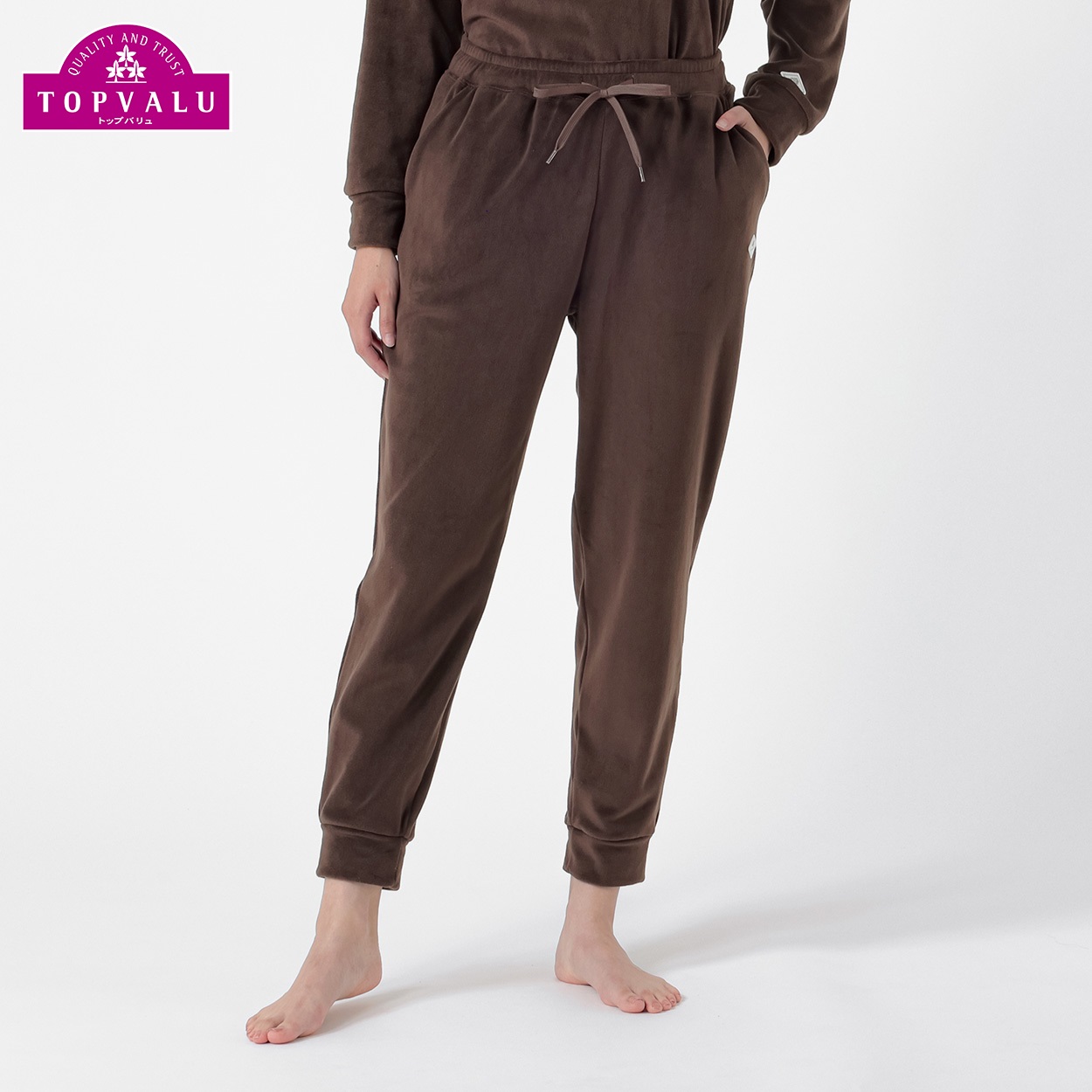 ベロアロングパンツ レディス トップバリュ CELLIANT(セリアント)(チョコブラウン-L)
