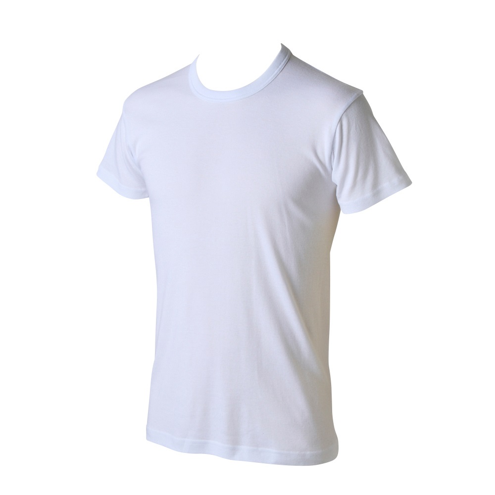 半袖クルーネックシャツ オーガニックコットン100％（身生地） フライス編み メンズ(シロ-2XL)