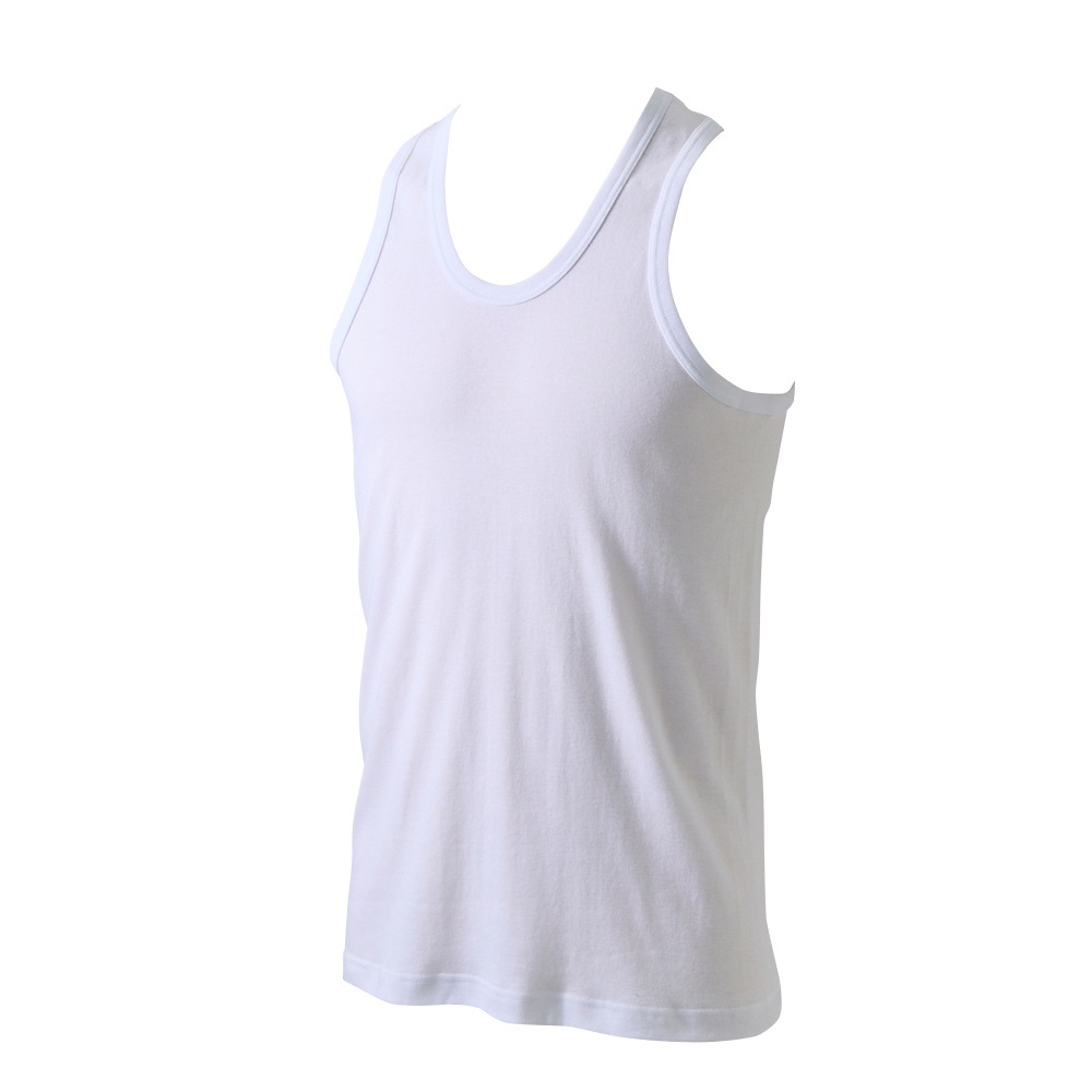 タンクトップ オーガニックコットン100％（身生地） フライス編み メンズ(シロ-2XL)