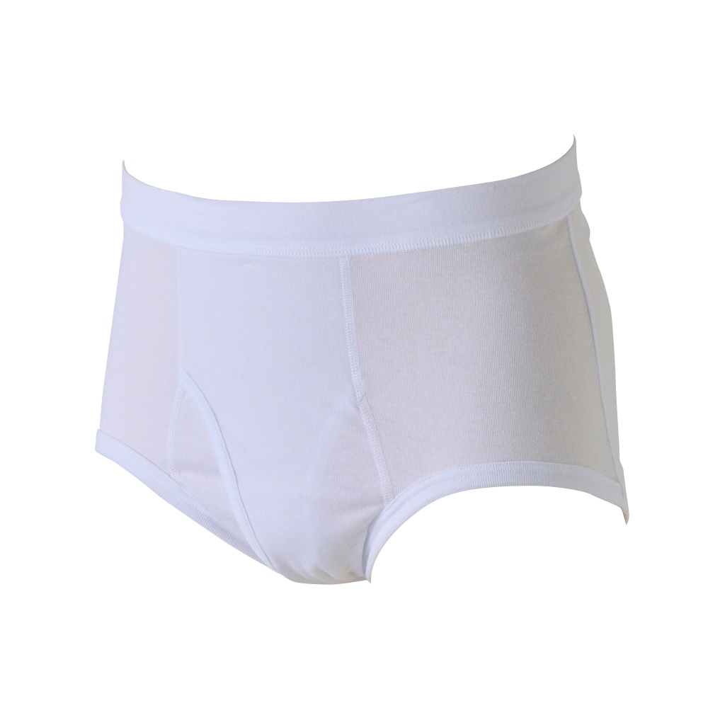 前あきブリーフ オーガニックコットン100％（身生地） フライス編み メンズ(シロ-2XL)