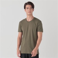 半袖クルーネックTシャツ オーガニックコットン100％ 天竺編み メンズ(Ａコイミドリ-S)