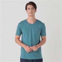 半袖クルーネックTシャツ オーガニックコットン100％ 天竺編み メンズ(Ａアオ-S)