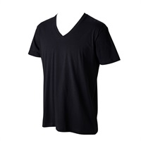 半袖VネックTシャツ オーガニックコットン100％ 天竺編み メンズ(クロ-S)