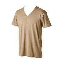 半袖VネックTシャツ オーガニックコットン100％ 天竺編み メンズ(ベ－ジュ-S)