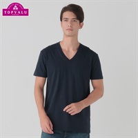 半袖VネックTシャツ オーガニックコットン100％ 天竺編み メンズ(Ａコイアオ-S)