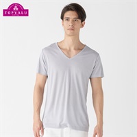 半袖Vネックシャツ COOL強力抗菌 メンズ トップバリュ PEACE FIT(ピースフィット)(グレー-S)
