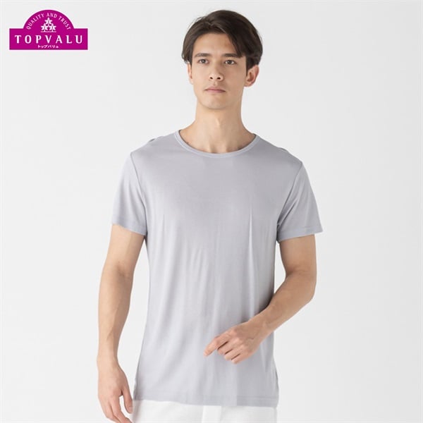 半袖クルーネックシャツ COOL強力抗菌 メンズ トップバリュ PEACE FIT(ピースフィット)(グレー-XL)