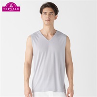 スリーブレスVネックシャツ COOL強力抗菌 メンズ トップバリュ PEACE FIT(ピースフィット)(グレー-S)