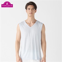 スリーブレスVネックシャツ COOL強力抗菌 メンズ トップバリュ PEACE FIT(ピースフィット)(Ａウスアオ-S)