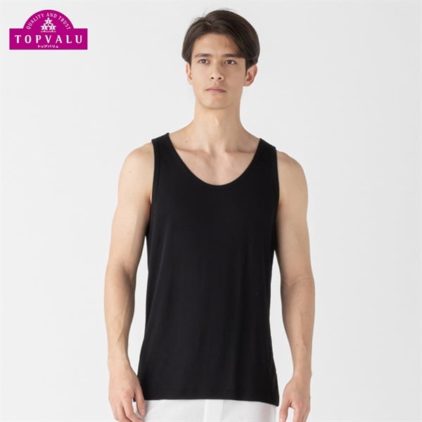 タンクトップ COOL強力抗菌 メンズ トップバリュ PEACE FIT(ピースフィット)(クロ-3XL)