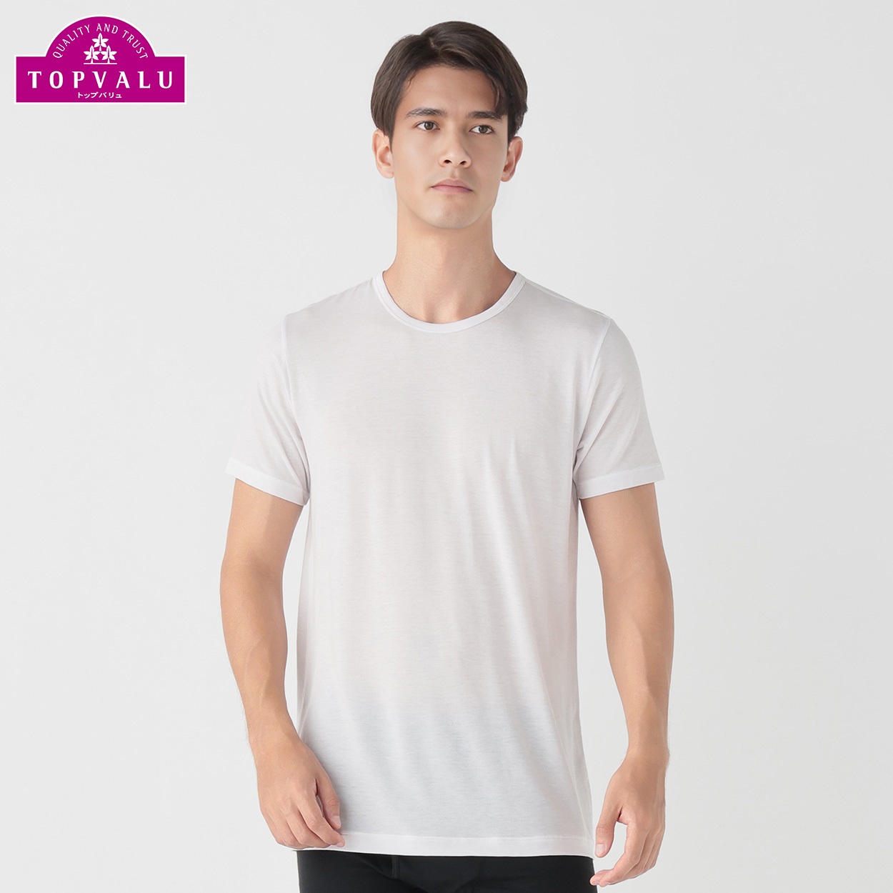 WARM 半袖クルーネックシャツ メンズ トップバリュ PEACE FIT(ピースフィット)(シロ-S)